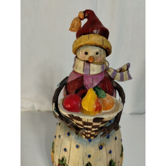 Jim Shore Snowman 112254 Winter's Bounty 2003 Pear,Apple Theme  Preowned - Picture 4 of 8